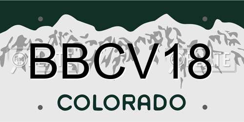 BBCV18 Colorado License Plate