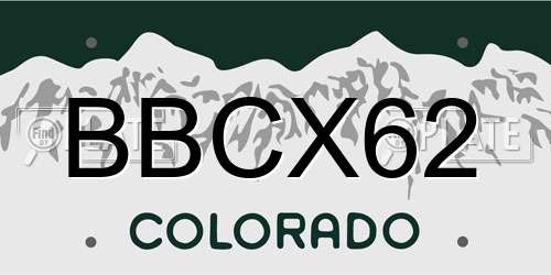 BBCX62 Colorado License Plate