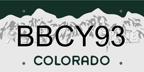 BBCY93 Colorado License Plate
