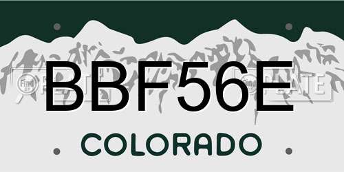 BBF56E Colorado License Plate