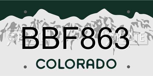 BBF863 Colorado License Plate