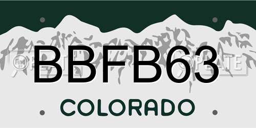 BBFB63 Colorado License Plate