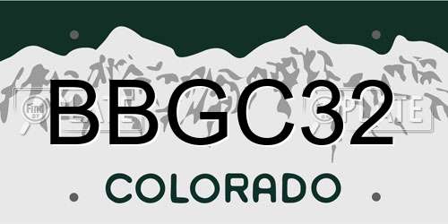 BBGC32 Colorado License Plate