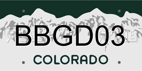 BBGD03 Colorado License Plate