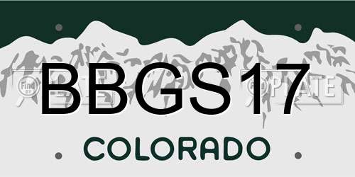 BBGS17 Colorado License Plate