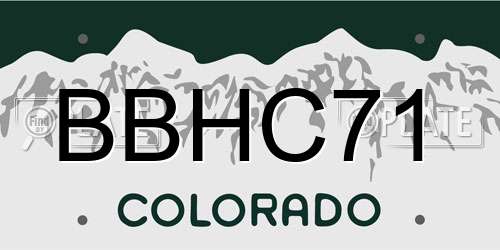 BBHC71 Colorado License Plate
