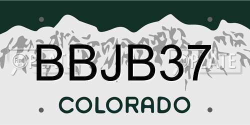BBJB37 Colorado License Plate