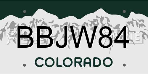 BBJW84 Colorado License Plate
