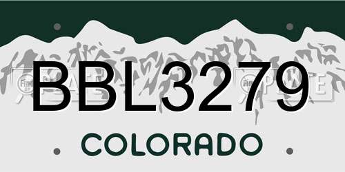 BBL3279 Colorado License Plate