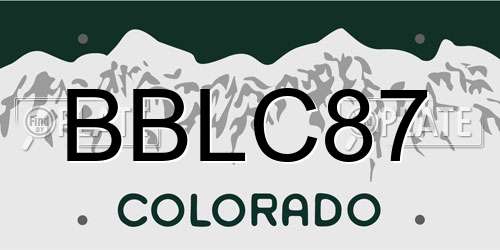 BBLC87 Colorado License Plate