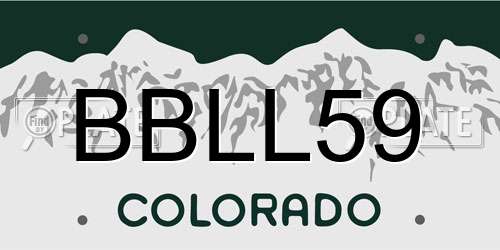 BBLL59 Colorado License Plate
