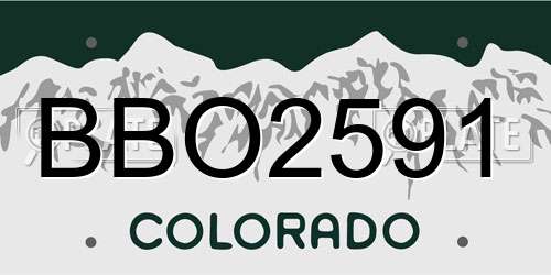 BBO2591 Colorado License Plate