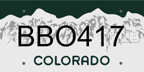 BBO417 Colorado License Plate