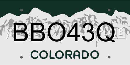 BBO43Q Colorado License Plate