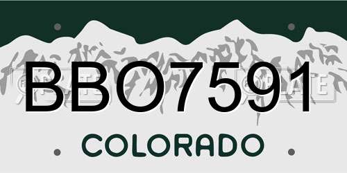 BBO7591 Colorado License Plate