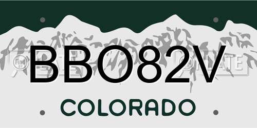 BBO82V Colorado License Plate