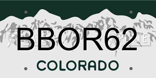 BBOR62 Colorado License Plate