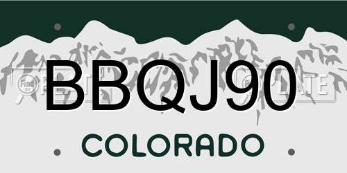 BBQJ90 Colorado License Plate
