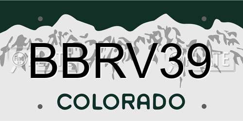 BBRV39 Colorado License Plate
