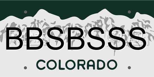 BBSBSSS Colorado License Plate