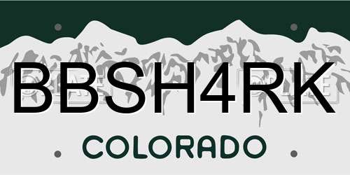BBSH4RK Colorado License Plate