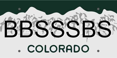 BBSSSBS Colorado License Plate