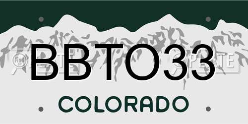 BBTO33 Colorado License Plate