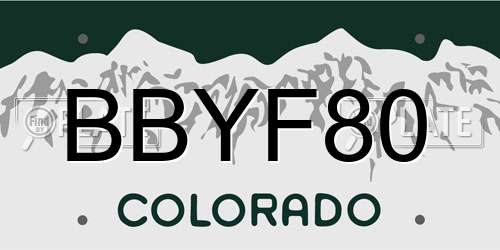 BBYF80 Colorado License Plate