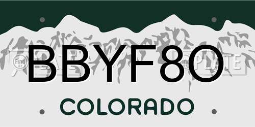 BBYF8O Colorado License Plate