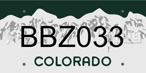 BBZ033 Colorado License Plate