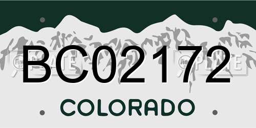 BC02172 Colorado License Plate