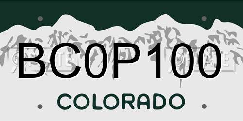 BC0P100 Colorado License Plate