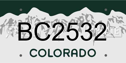BC2532 Colorado License Plate