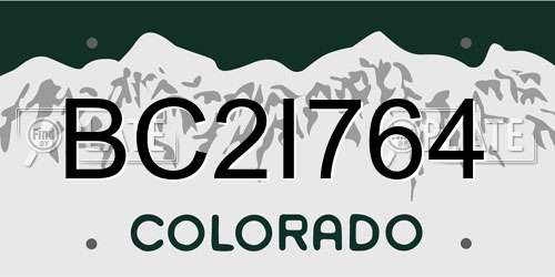 BC2I764 Colorado License Plate