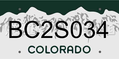 BC2S034 Colorado License Plate