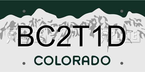BC2T1D Colorado License Plate