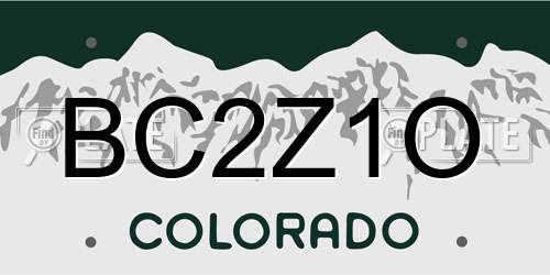 BC2Z1O Colorado License Plate