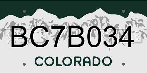 BC7B034 Colorado License Plate
