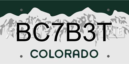 BC7B3T Colorado License Plate
