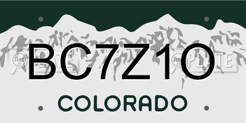 BC7Z1O Colorado License Plate