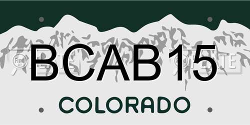 BCAB15 Colorado License Plate