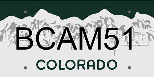BCAM51 Colorado License Plate