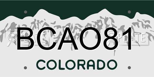 BCAO81 Colorado License Plate