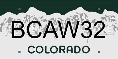 BCAW32 Colorado License Plate
