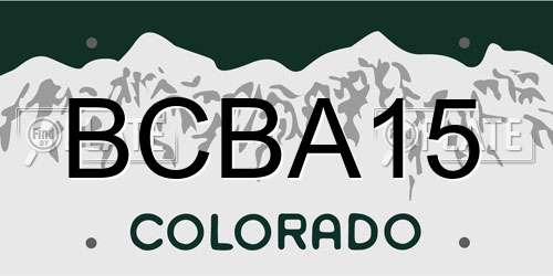 BCBA15 Colorado License Plate