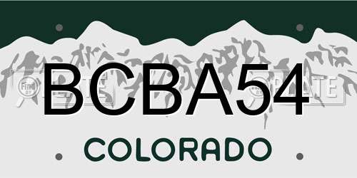 BCBA54 Colorado License Plate