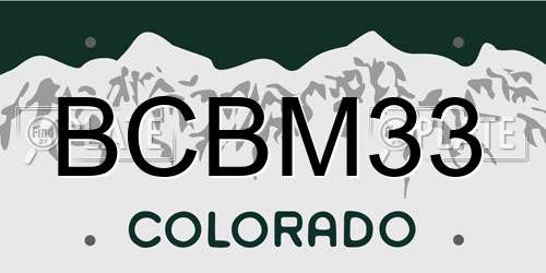 BCBM33 Colorado License Plate