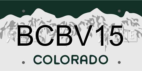 BCBV15 Colorado License Plate