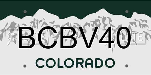 BCBV40 Colorado License Plate