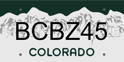 BCBZ45 Colorado License Plate